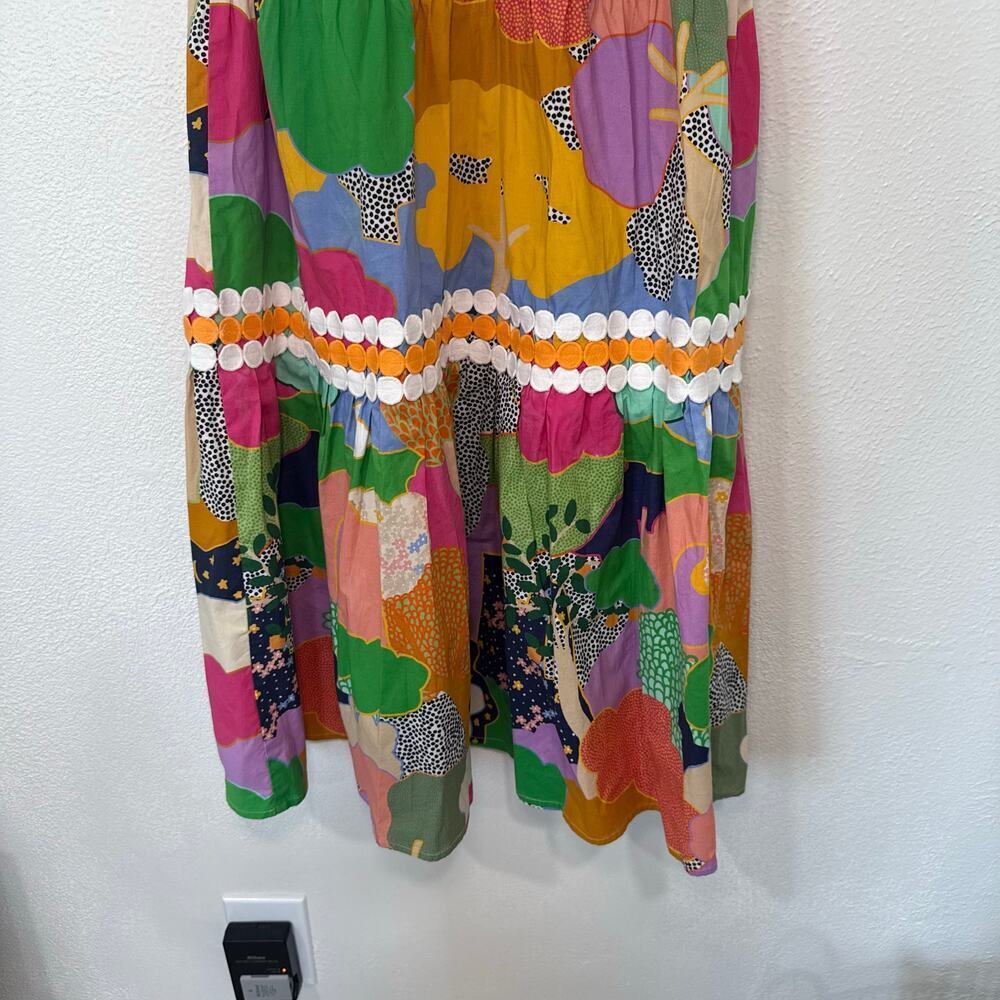 CeliaB Phuket Multicolor Abstract Rainbow Scalloped Midi Dress Artcore Small - Picture 7 of 10